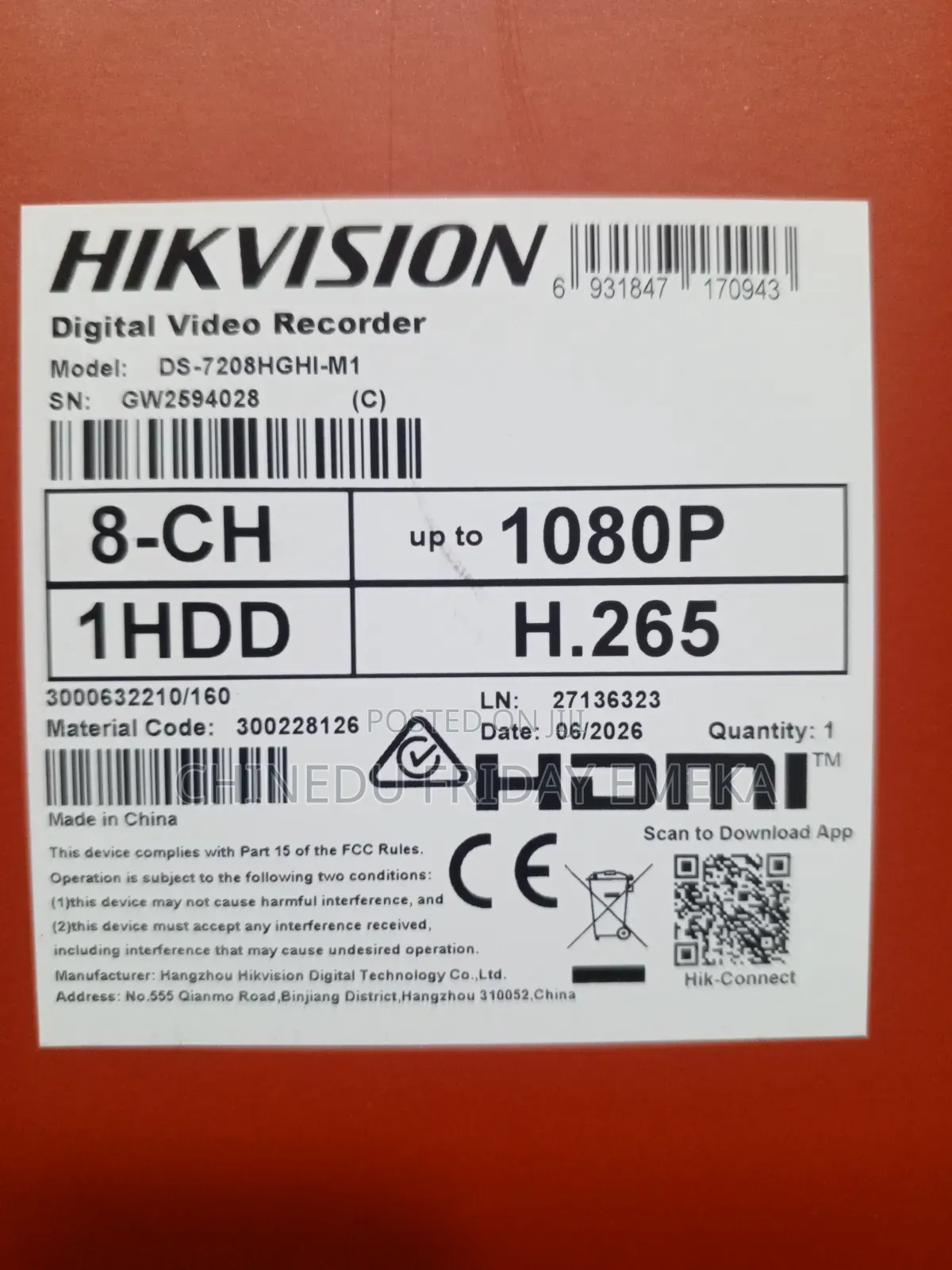 Hikvision 8 Channels DVR 2MP 1080p
