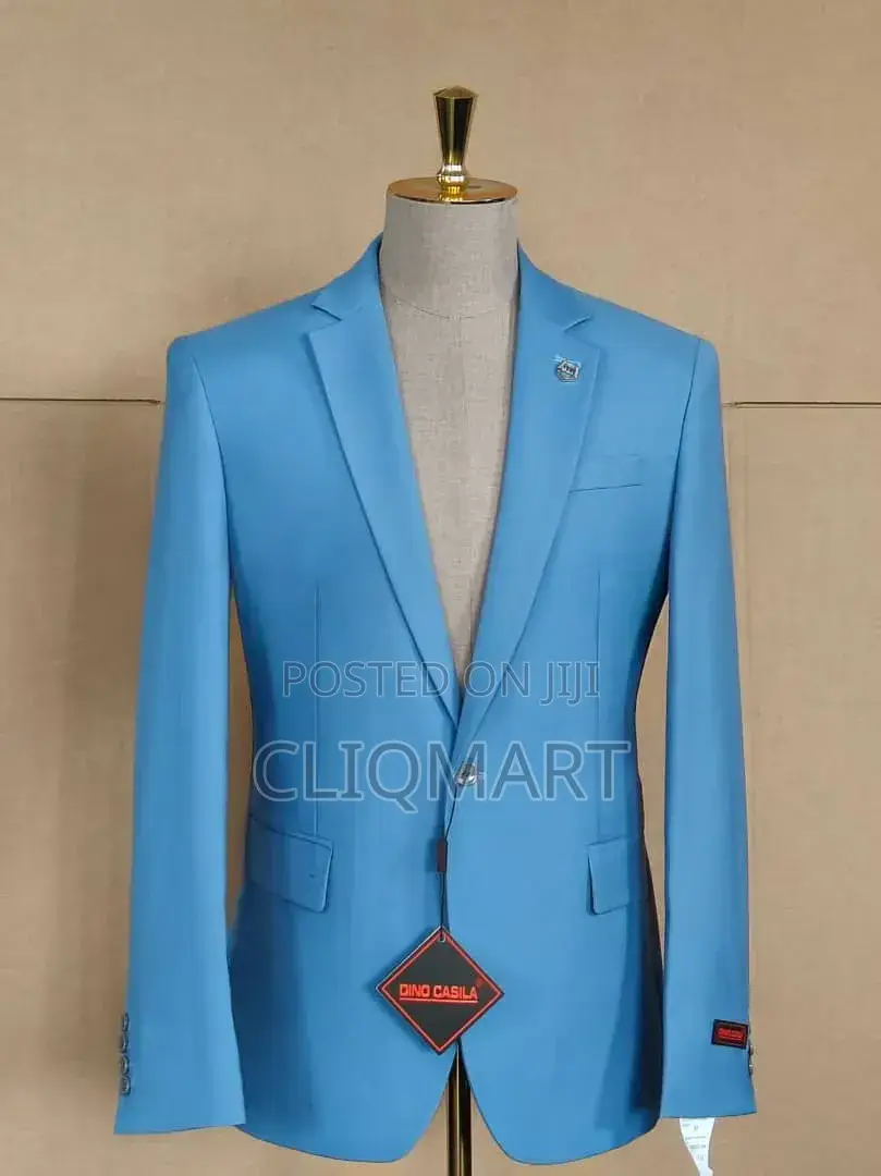 Sky Blue Slim Fit Suit – Dino Casila Single-Breasted Notch Lapel