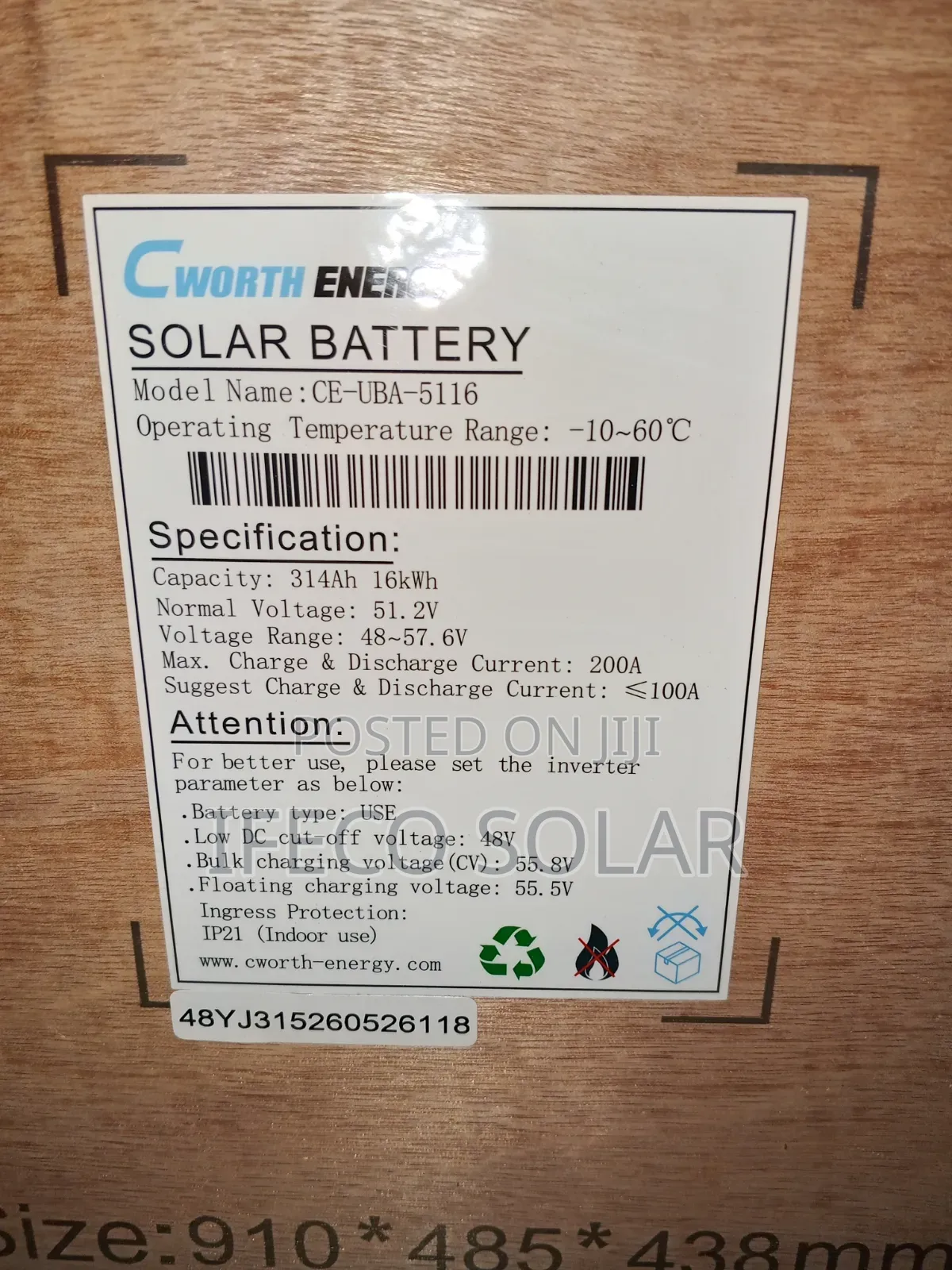 Cworth 16kwh Lithium Battery