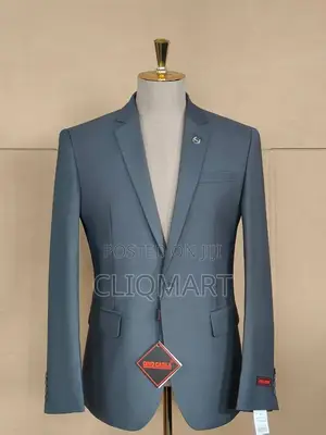 Steel Blue Slim Fit Suit – Dino Casila Single-Breasted Notch Lapel