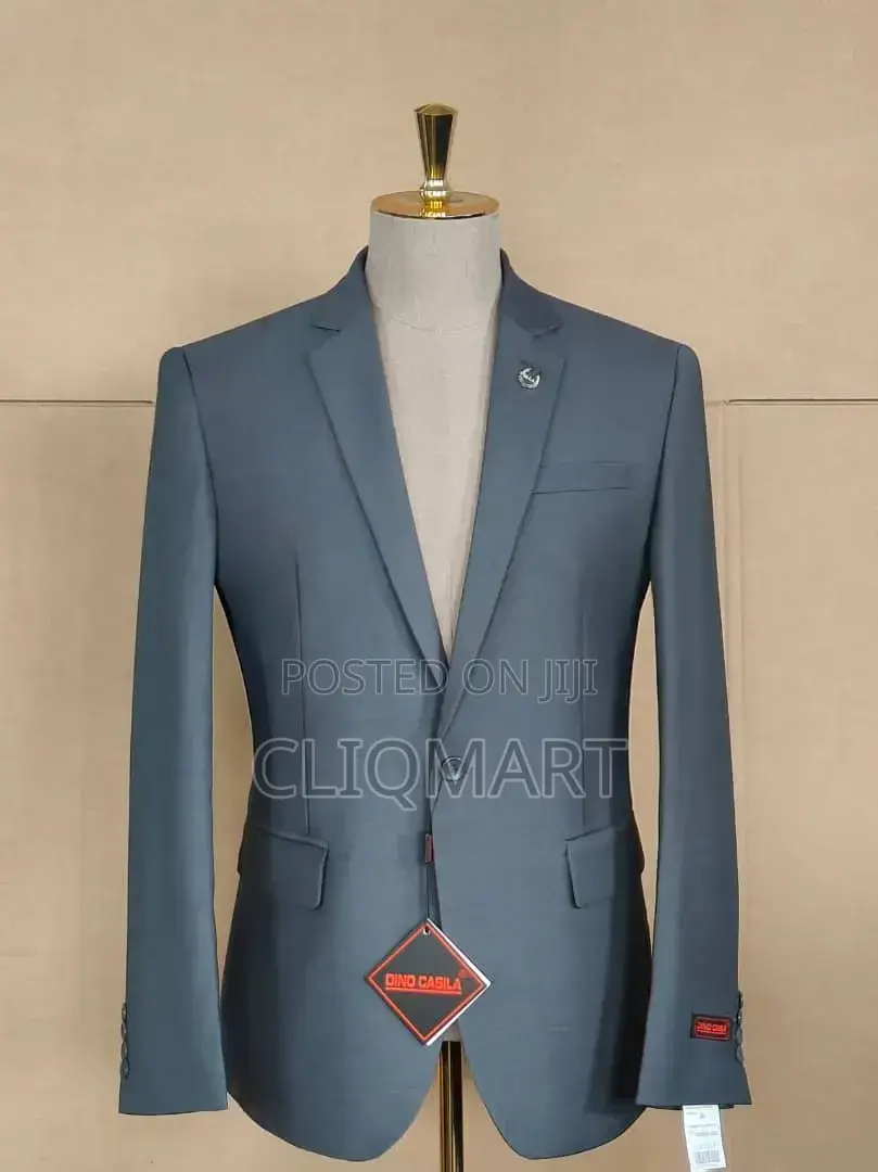 Steel Blue Slim Fit Suit – Dino Casila Single-Breasted Notch Lapel