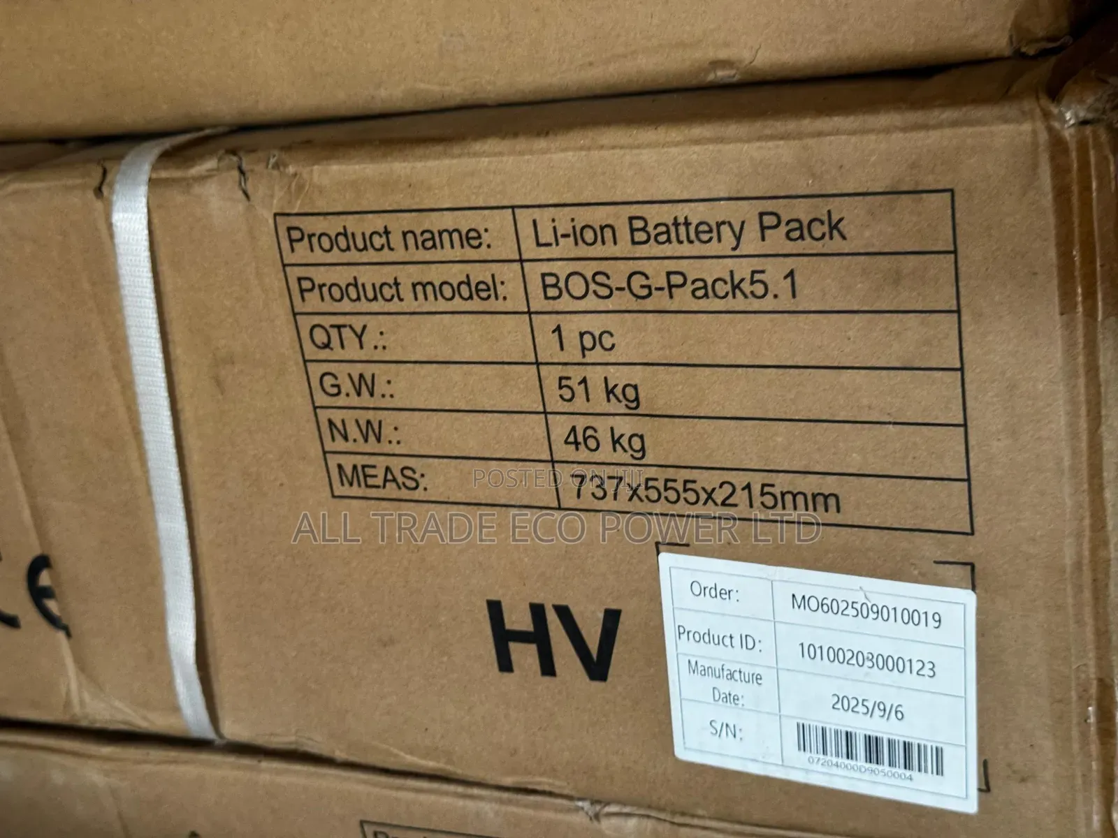DEYE High-Voltage 5kWh BOS-G-Pack5.1 (HV) Lithium Battery