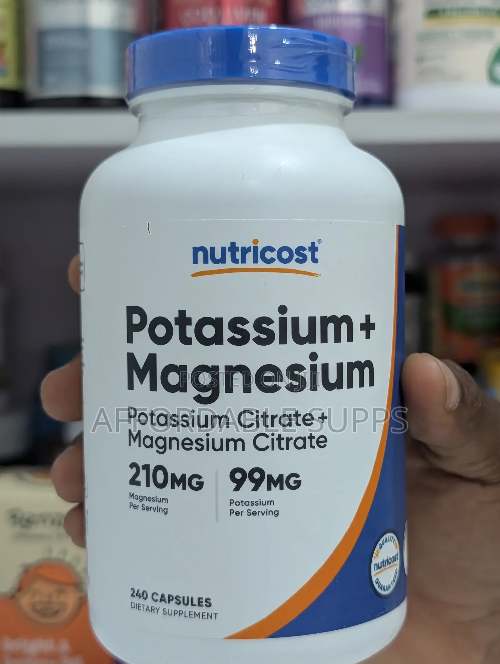 Nutricost Potassium + Magnesium Citrate – 240 Capsules