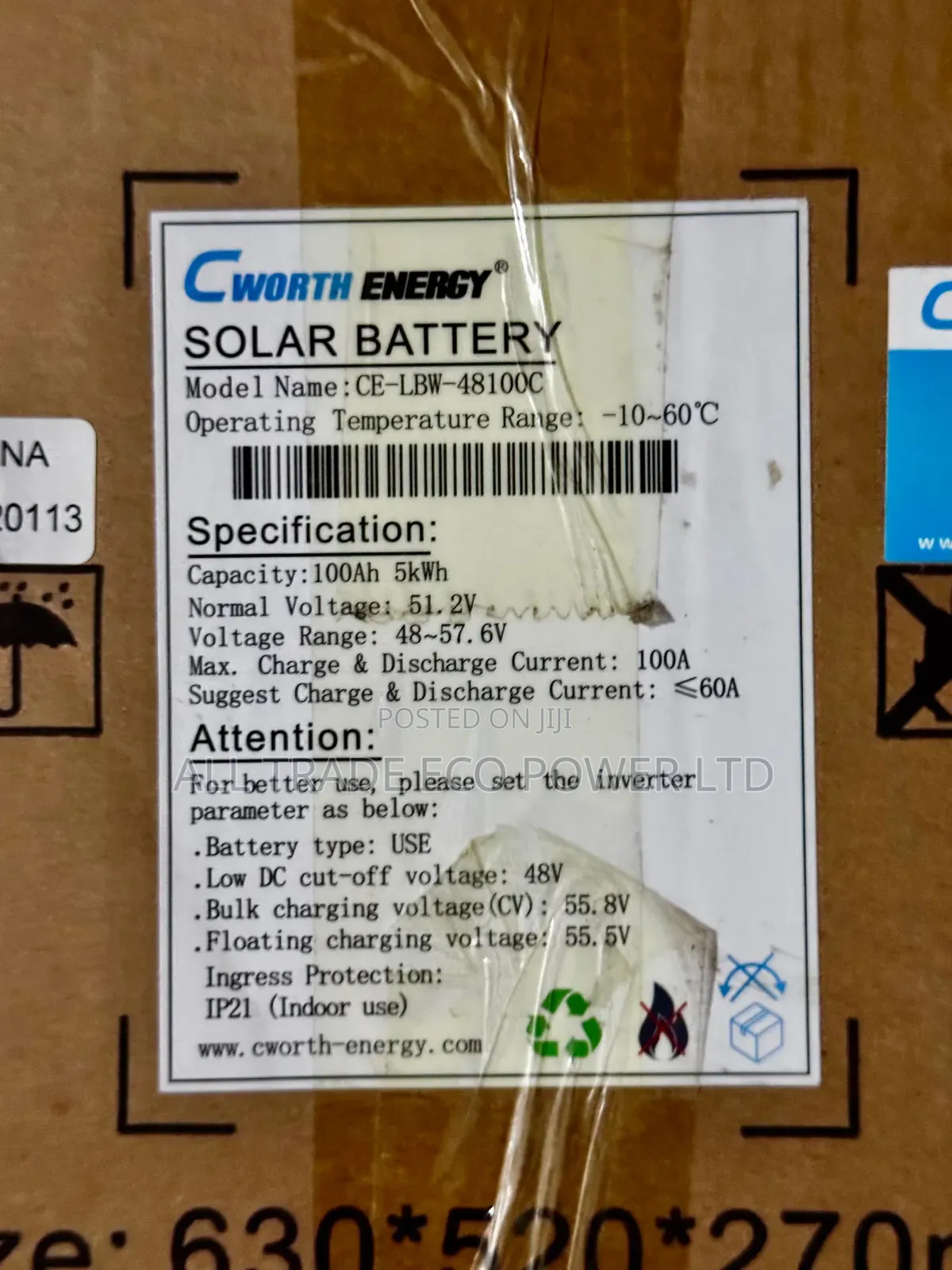 Cworth 5kwh Lithium Battery 48v