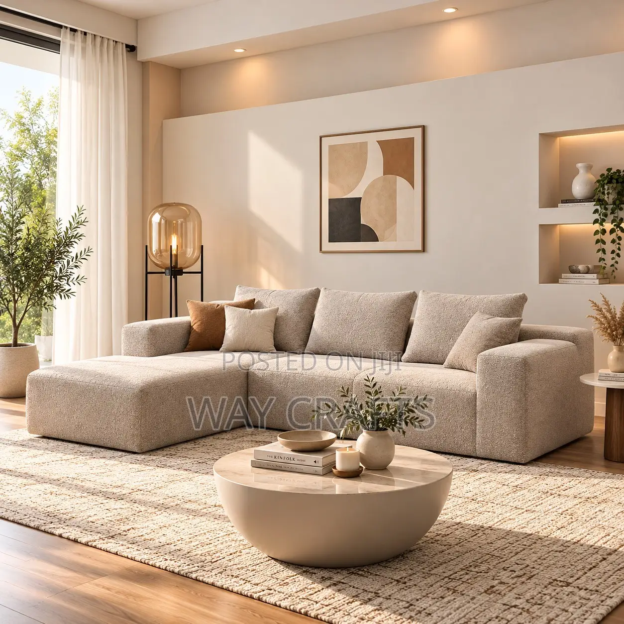 Title Luxury Modern L-Shaped Sofa & Living Room Interior Design