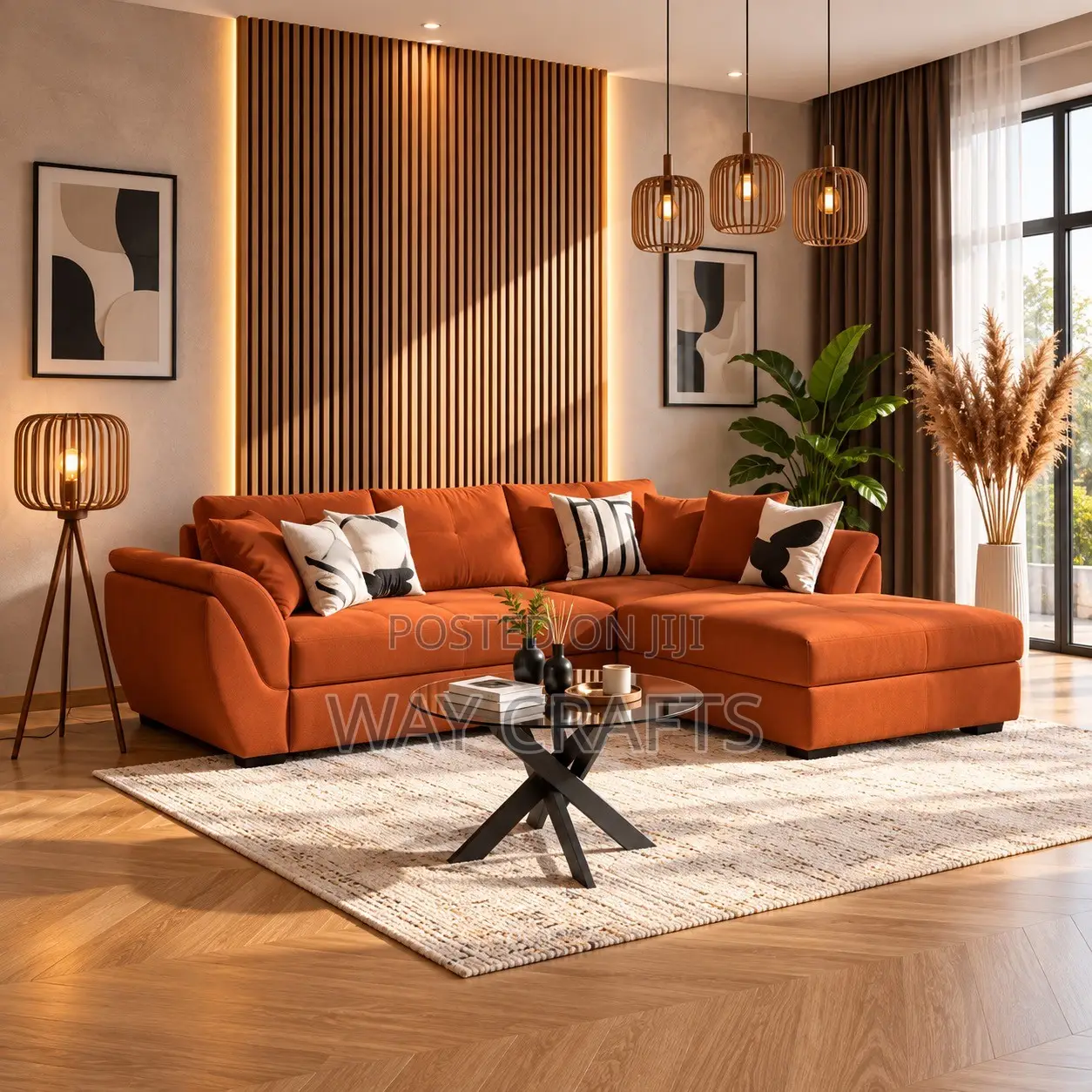 Title Luxury Modern L-Shaped Sofa & Living Room Interior Design