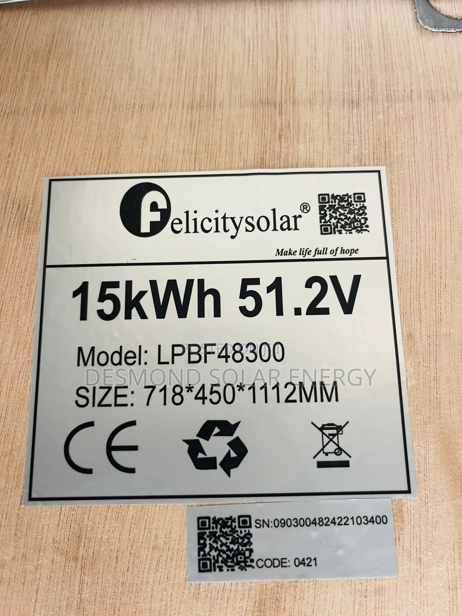 15kwh Felicity Lithium Battery Available Now Bring Your Order