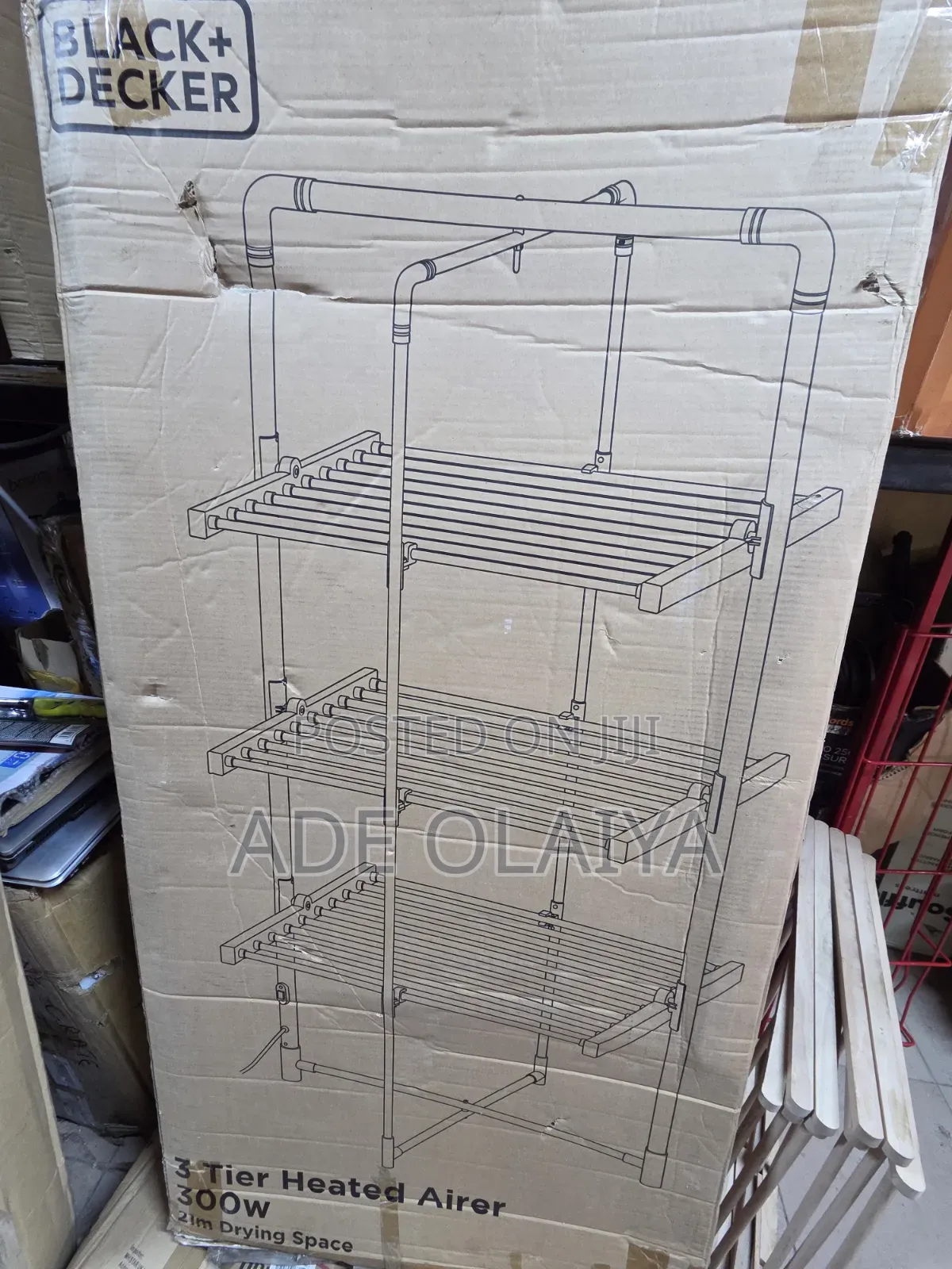 BLACK+DECKER 3-Tier Heated Clothes Airer Aluminium, Cool Grey, 140cm