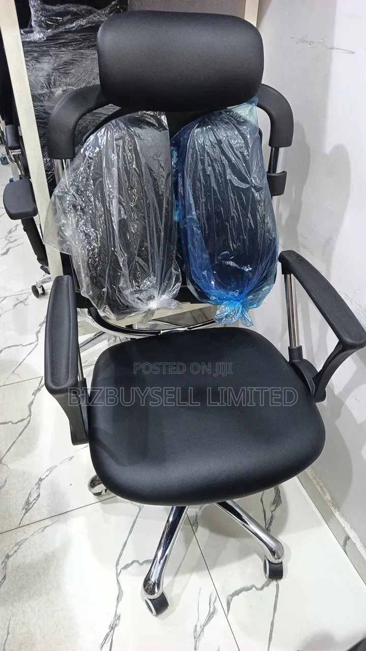 Executive Ergonomic Kidney-Shaped Office Chair With Lumbar Support.