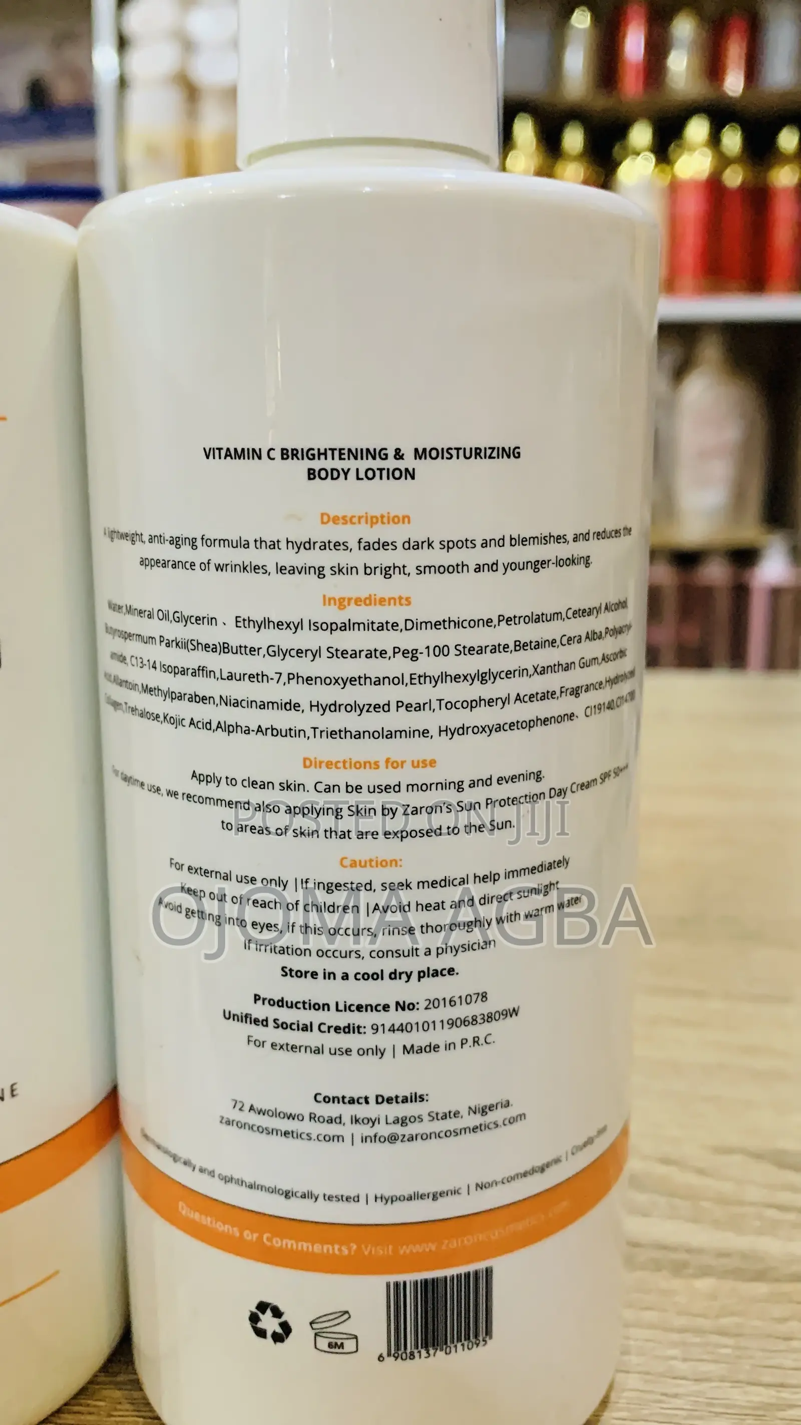 Skin by Zaron Vitamin C Brightening and Moisturizing Body Lotion