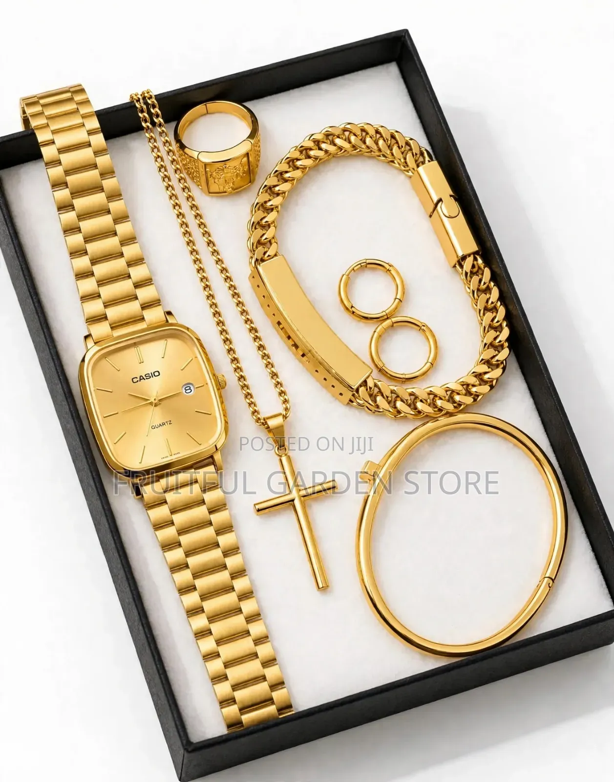6-in-1 Luxury Gold Mens Jewelry Set - Non Tarnish