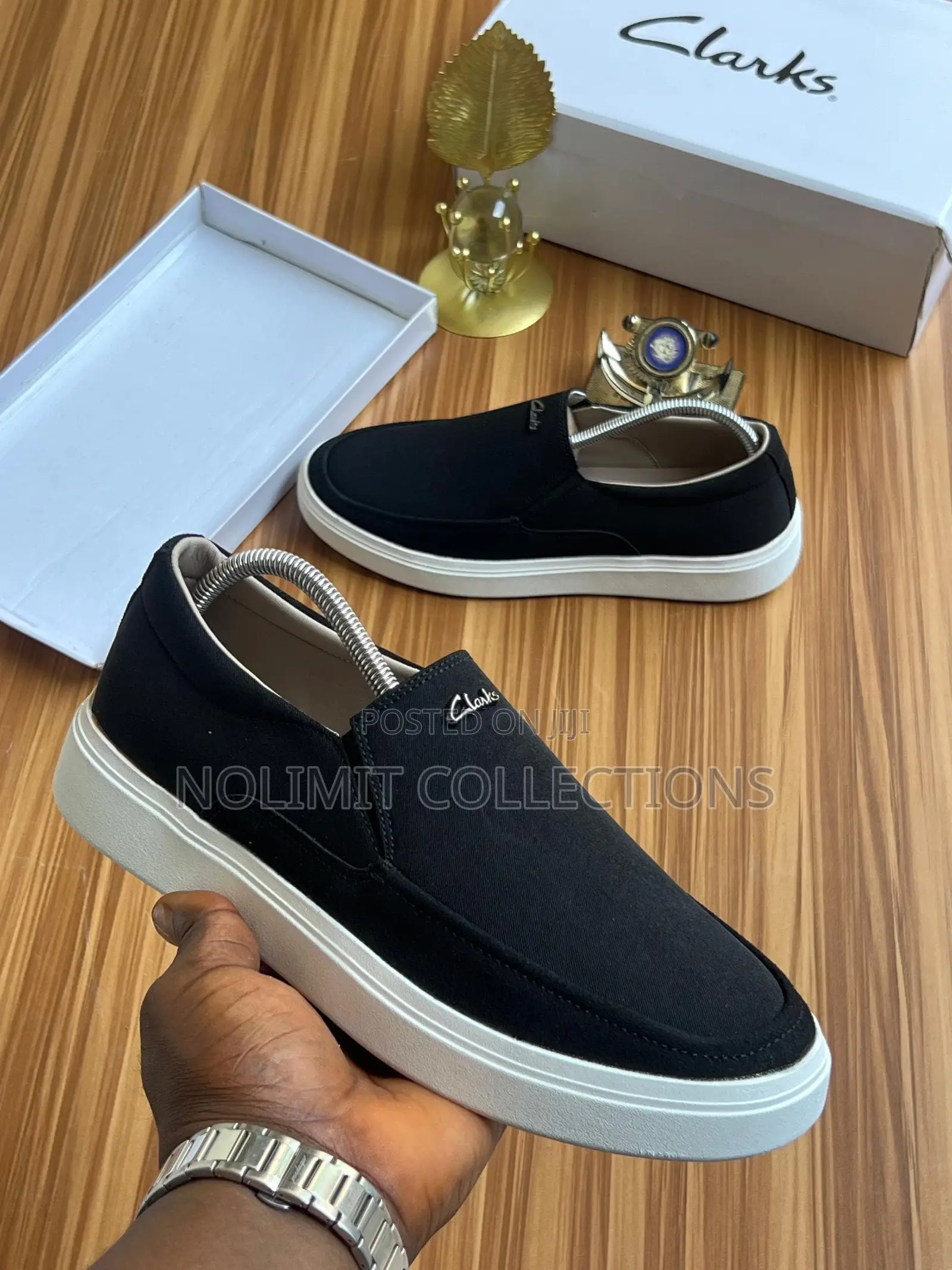 Men's Clarks Casual Slip on Loafers in Navy Blue and Black