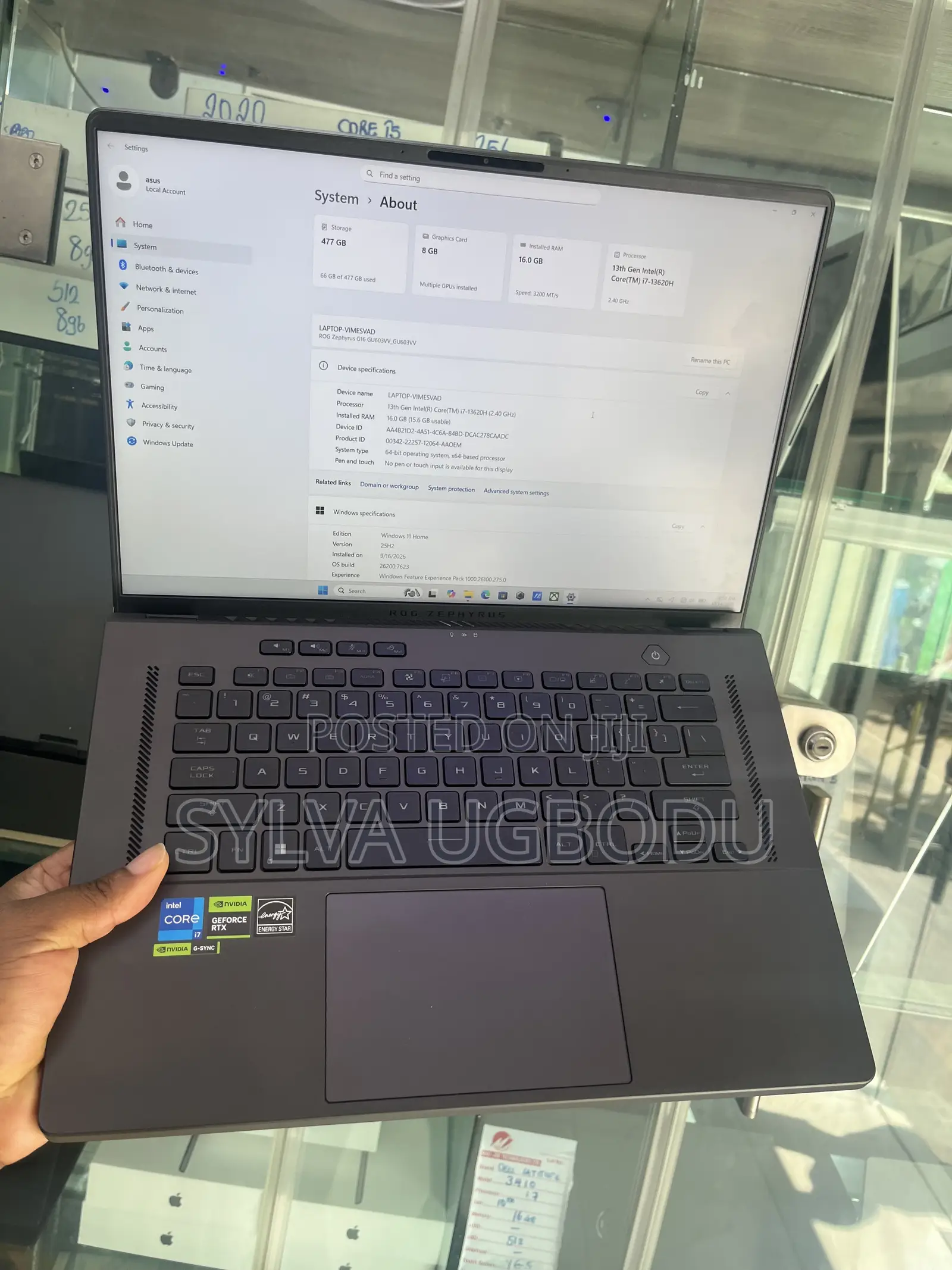 Laptop Asus ROG Zephyrus G16 16GB Intel Core i7 SSHD (Hybrid) 512GB