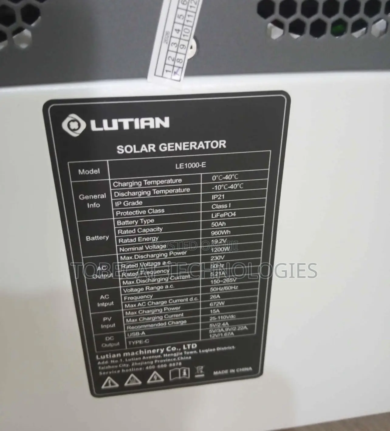 1,200watts Lutian Solar Generator (2yrs Warranty)