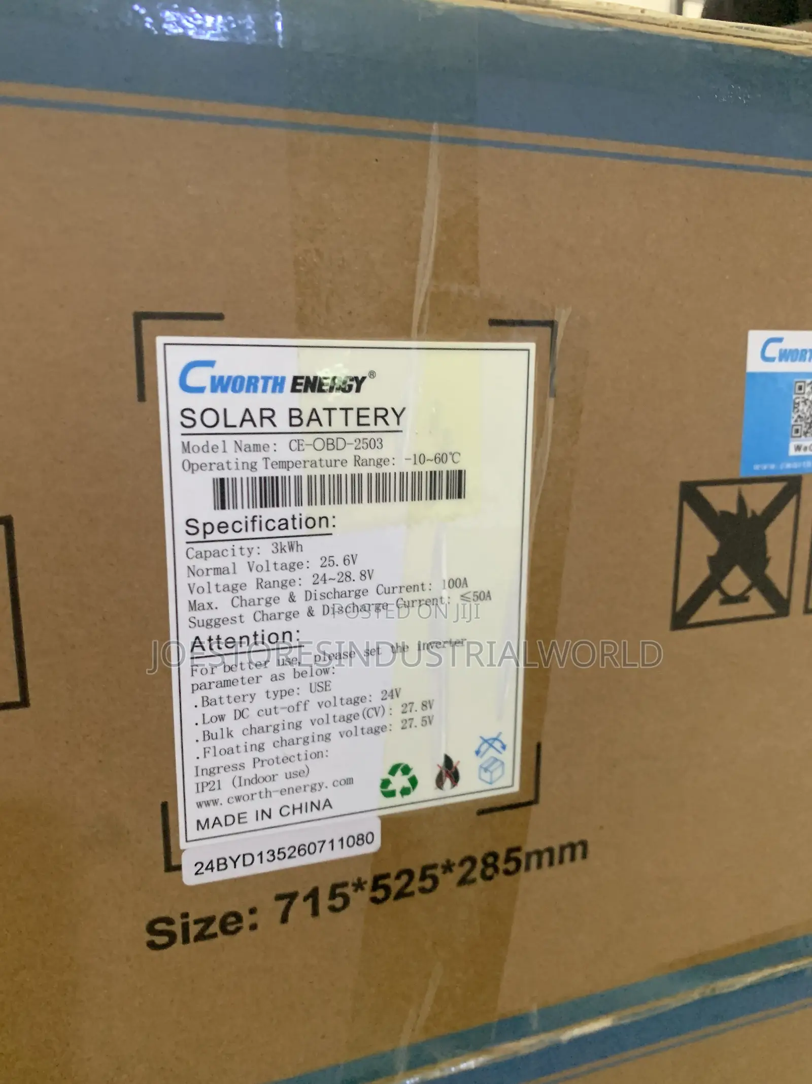 Cworth Energy 3Kwh Lithium Ion Battery 24V