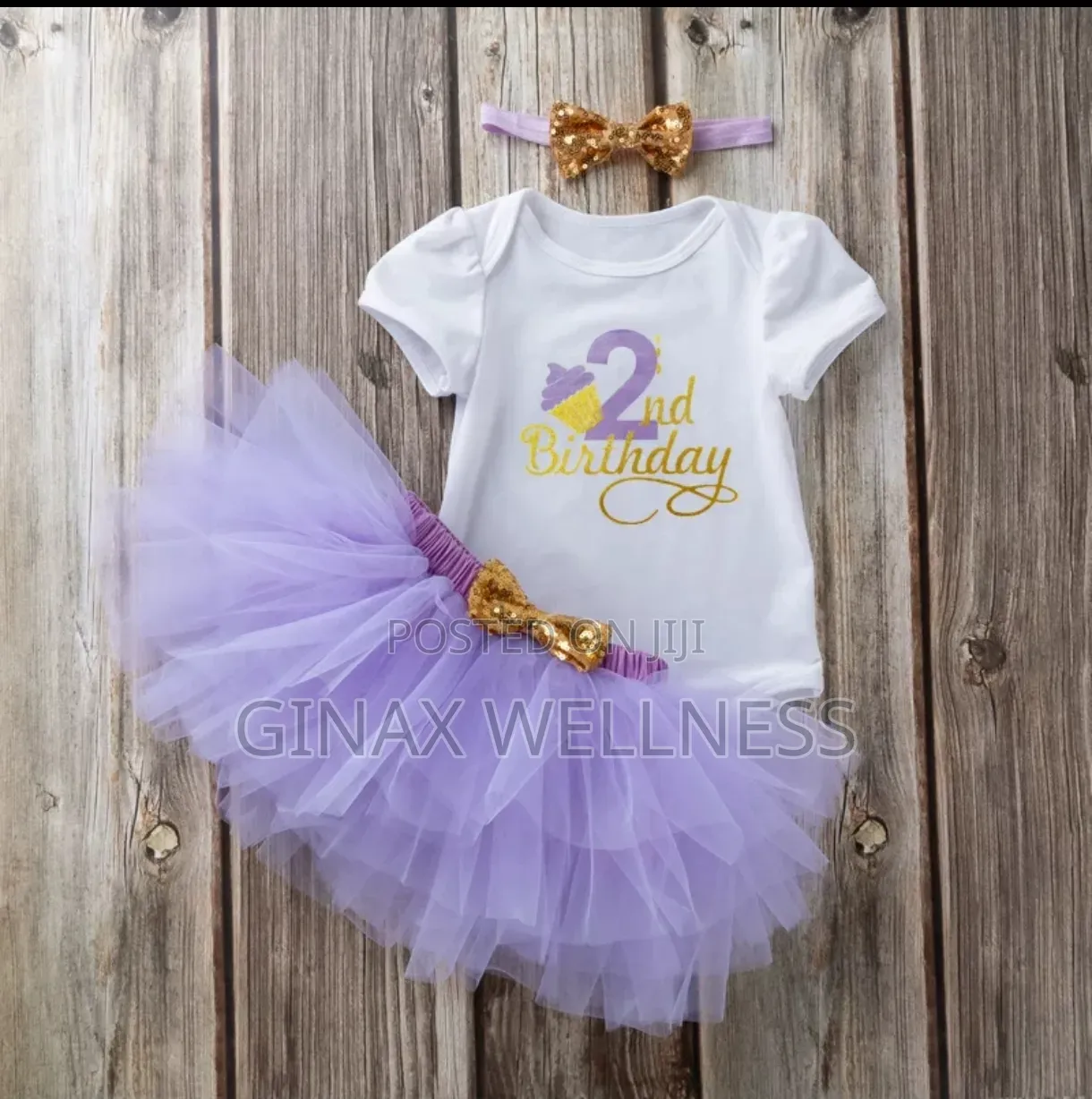 3-Piece Baby Girl 1st and 2nd Birthday Outfit Set With Headband