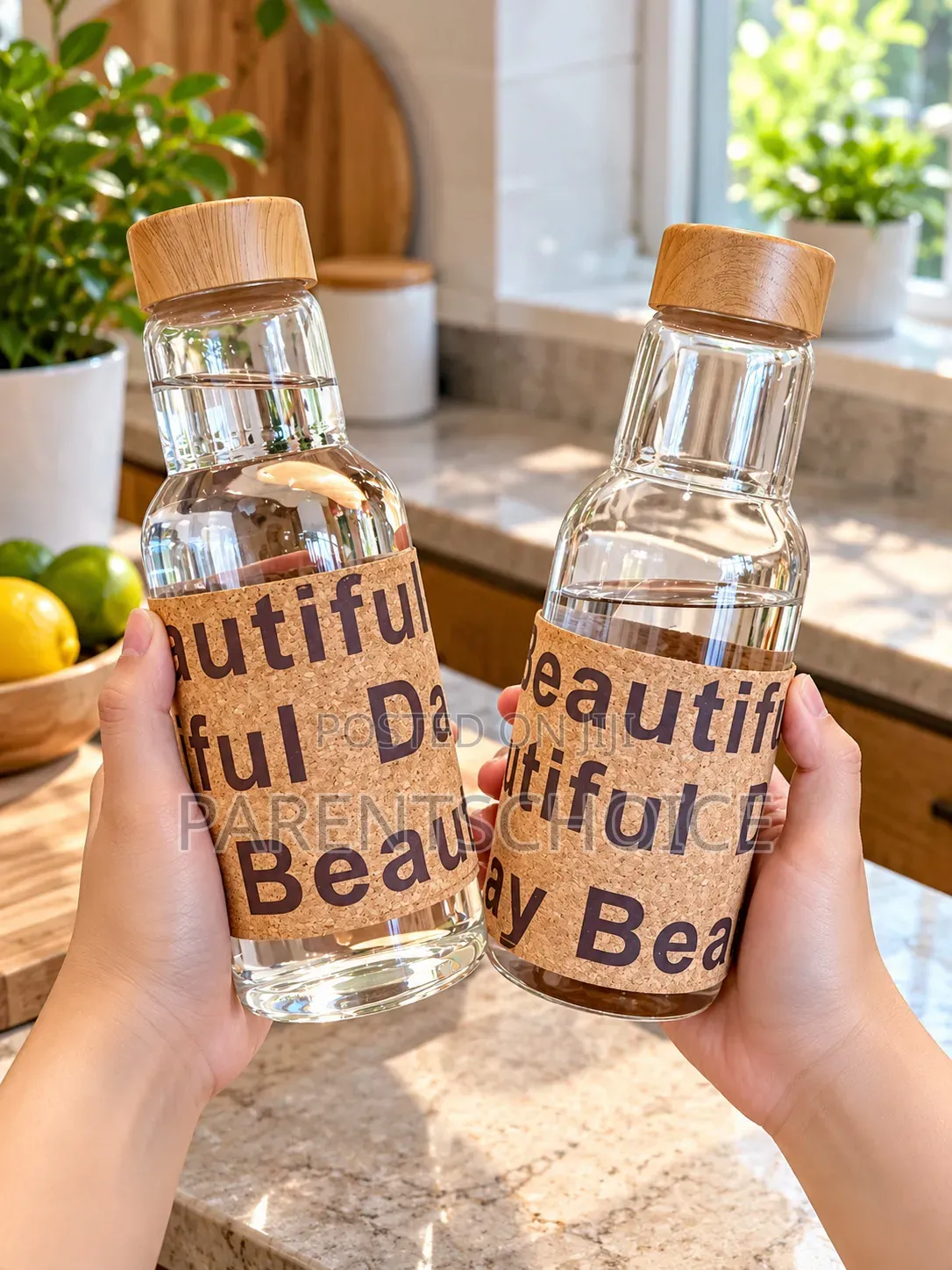 Heat Resistant Glass Juice Water Bottle - 450ml