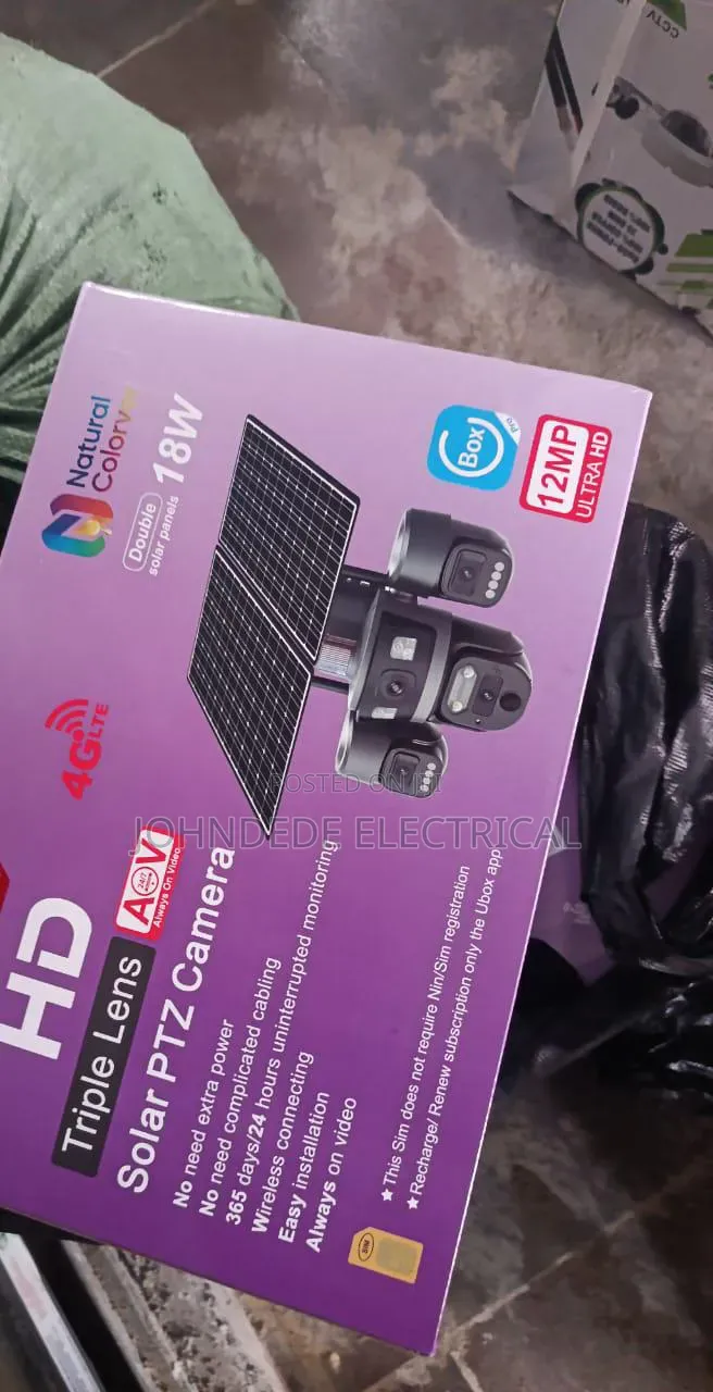 Triple Lens Ubox Solar Camera With 18w Panel