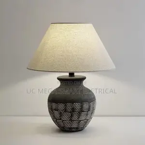Styles Wabi-Sabi Ceramic Fabric Table Lamp Designer Retro Minimalist