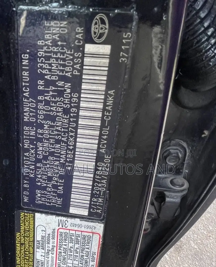 Toyota Camry LE 4dr Sedan (2.4L 4cyl 5A) 2007 Black