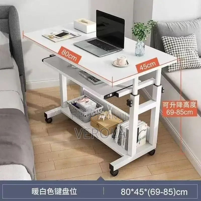 Modern Computer Desk With Keyboard Tray and Wheels