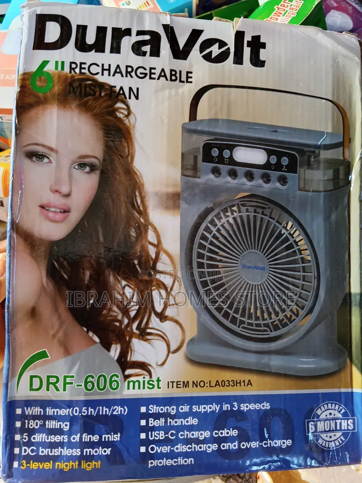 Dura Volt 6 Inches Rechargeable Fan DRF -606 Mist