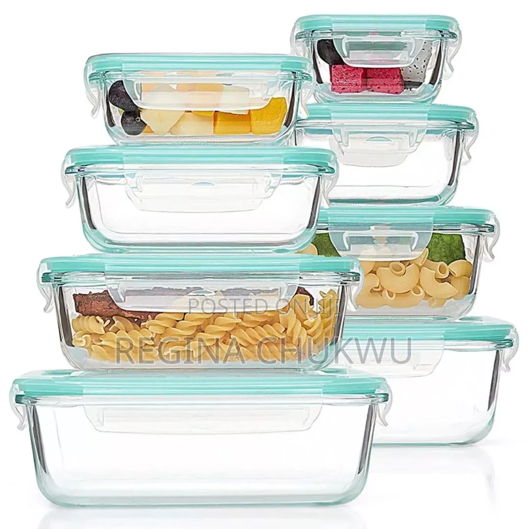 4pcs Glass Food Storage Container With Airtight Lids