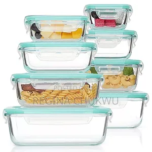 4pcs Glass Food Storage Container With Airtight Lids