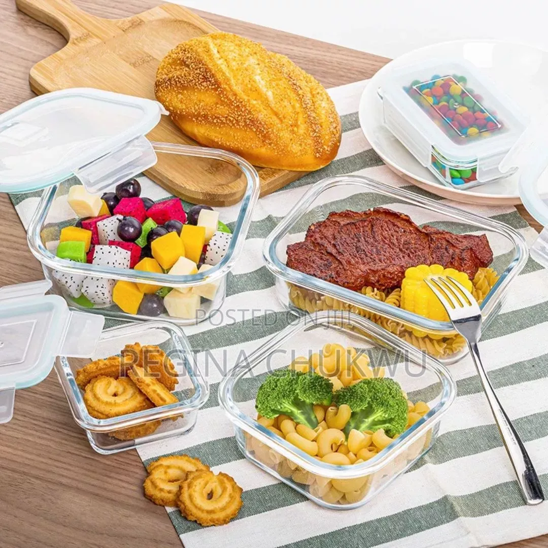 4pcs Glass Food Storage Container With Airtight Lids