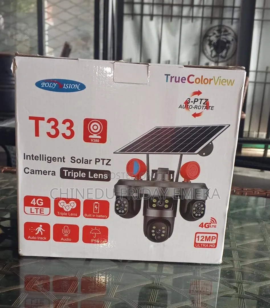 3 Lens V380 Solar Powered Camera T33