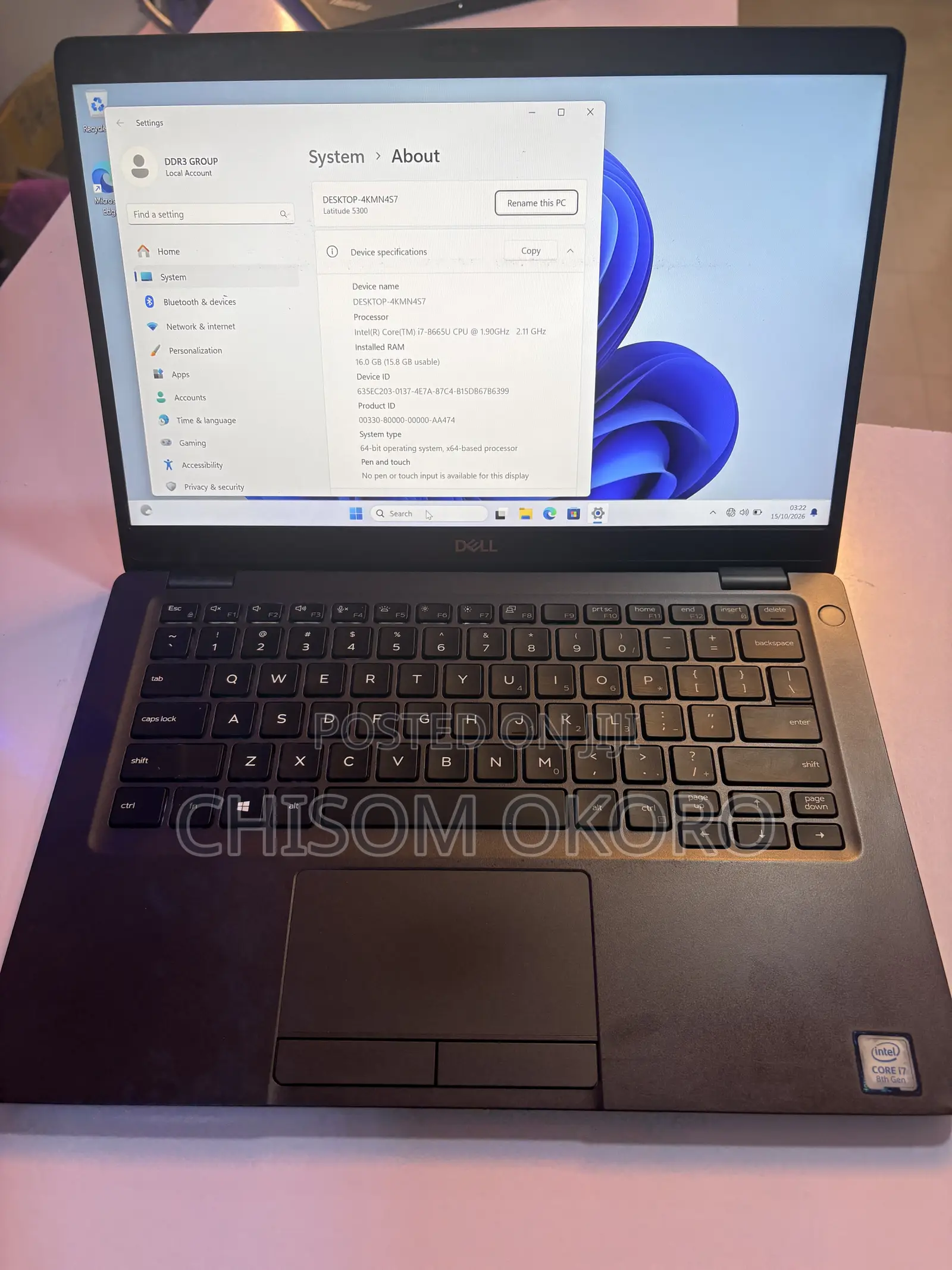 Laptop Dell Latitude 5300 16GB Intel Core i7 SSD 256GB