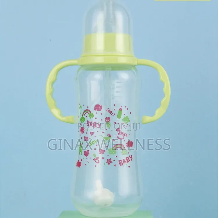280ml Baby Feeding Bottle With Soft Silicone Teat, Straw and Handles