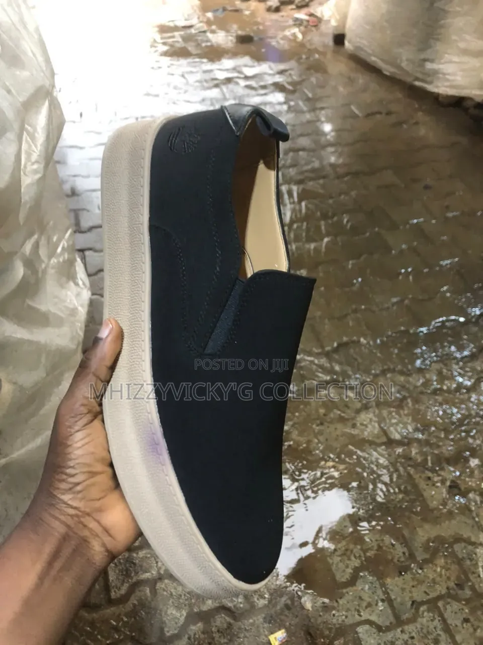 Men's Black Canvas Slip-on Shoes