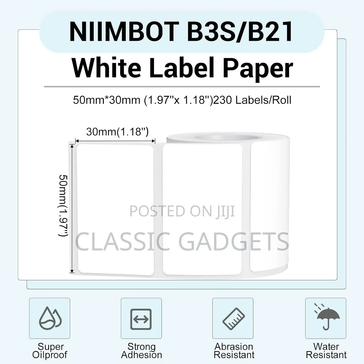 NIIMBOT 50×30 Mm Transparent Label Paper for B1,b21,b1pro Printer