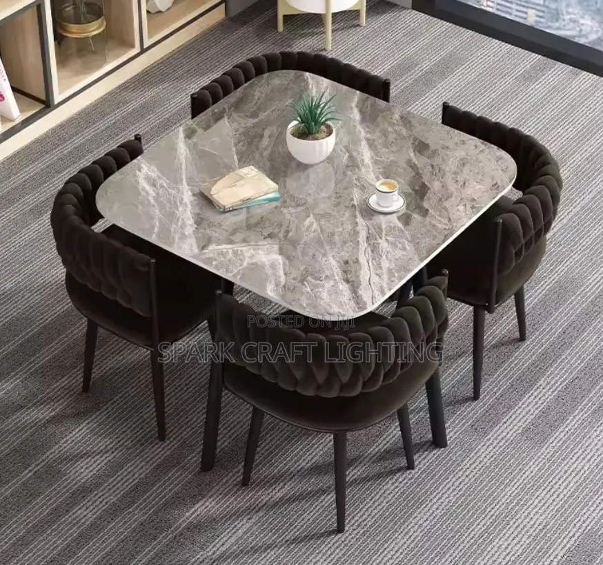 Modern Durable 4 Seater Steel Velvet Dining Table