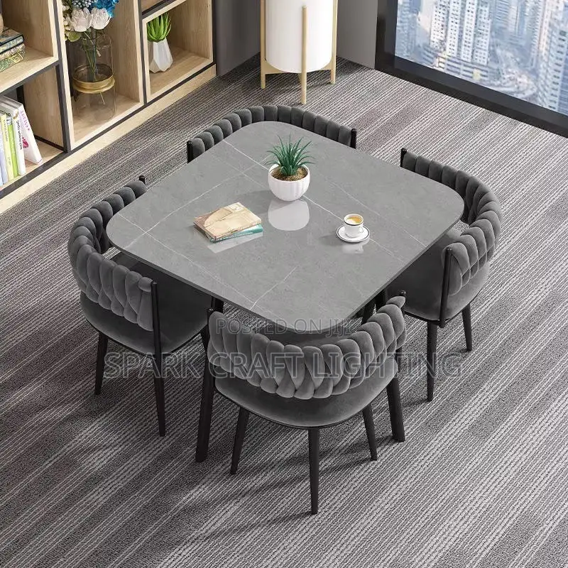 Modern Durable 4 Seater Steel Velvet Dining Table