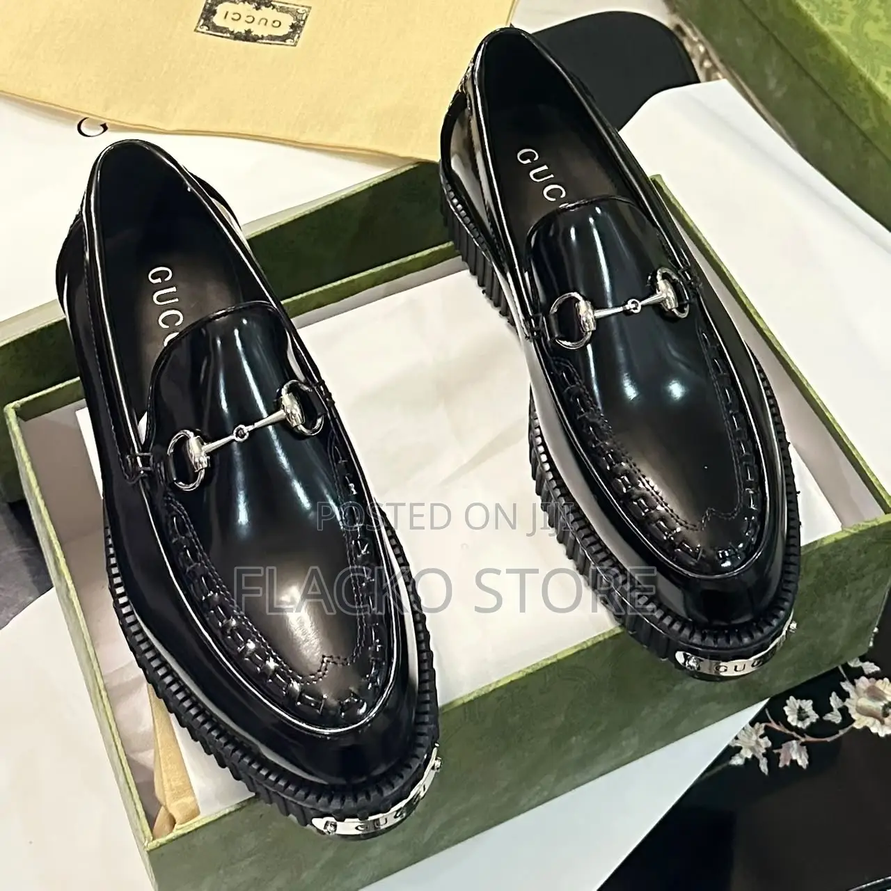 Exclusive Gucci Patent Metallic Silver Luxury Loafers Shoes
