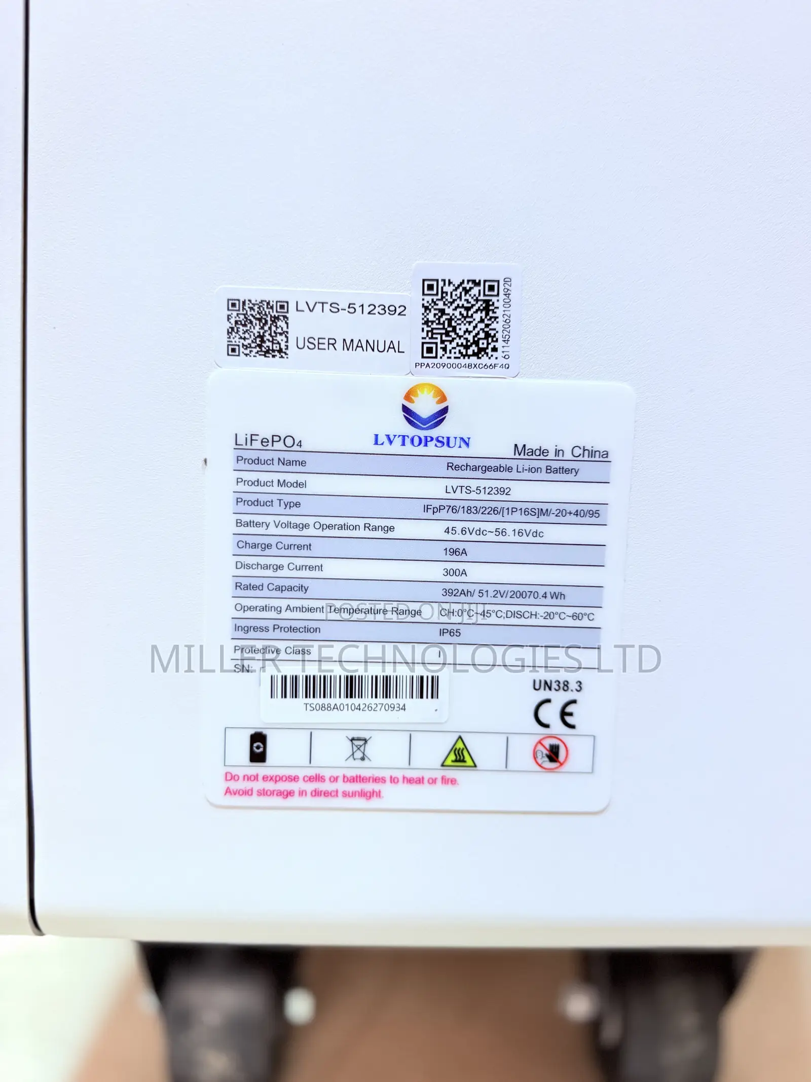 LVTS-512392 LVTOPSUN 20kWh Lithium Power Backup Battery