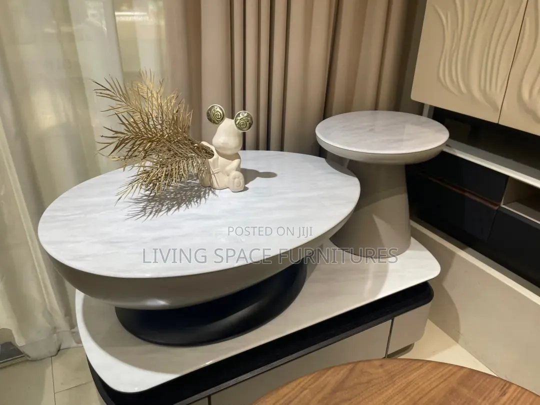Marble 2-in-1 Round Center Table Set