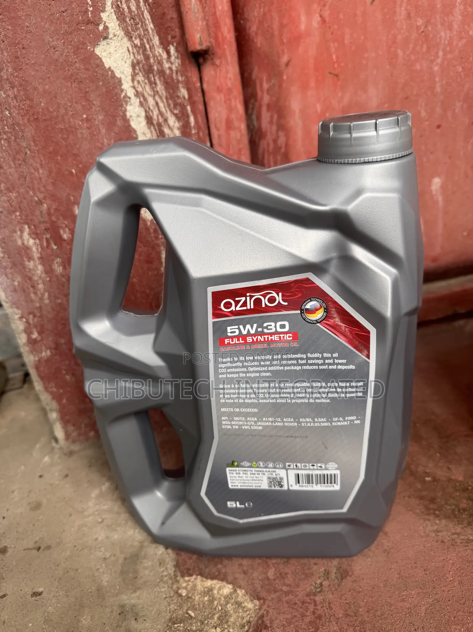 Azinol 5w-30 Full Synthetic Engine Oil Jug (5 Liters).