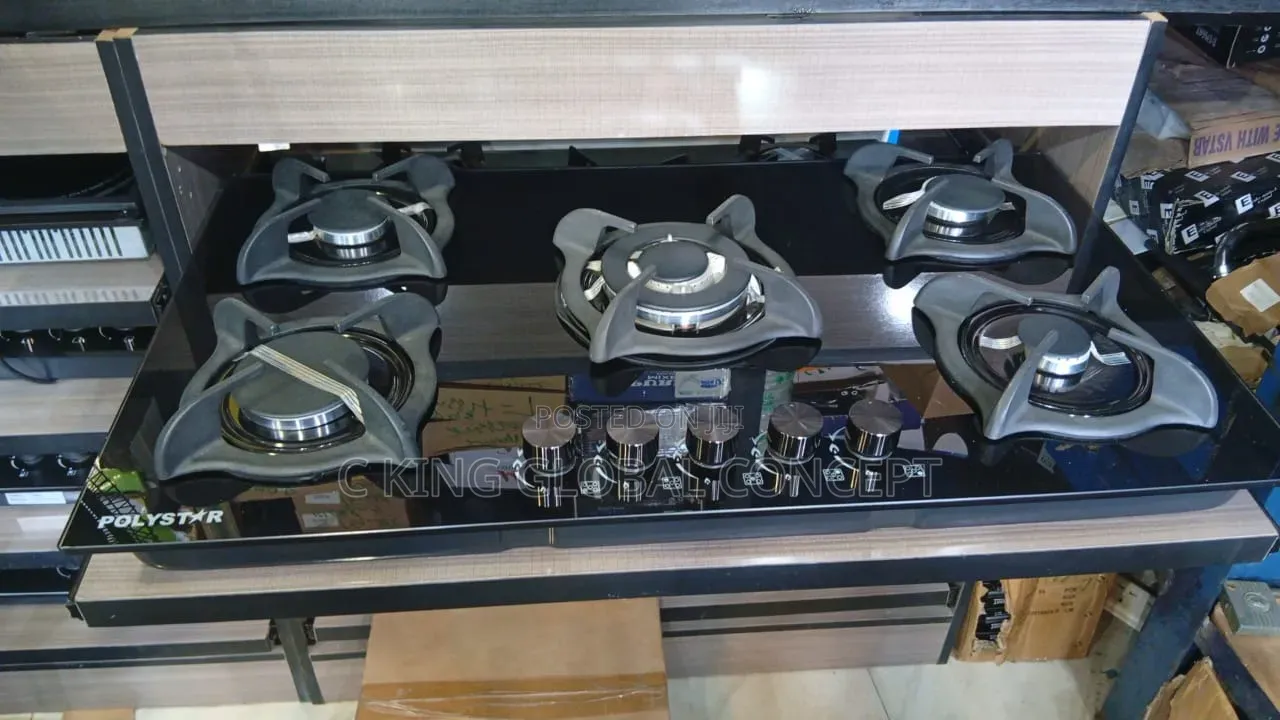 5 Burner Inbuilt Gas Hob - Glass Top Cooker - Brand New