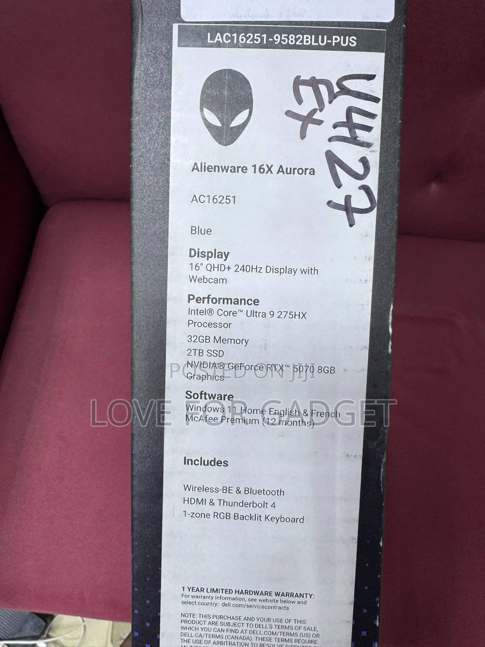 New Laptop Dell Alienware Aurora 16 32GB Intel Core Ultra 9 SSD 2T