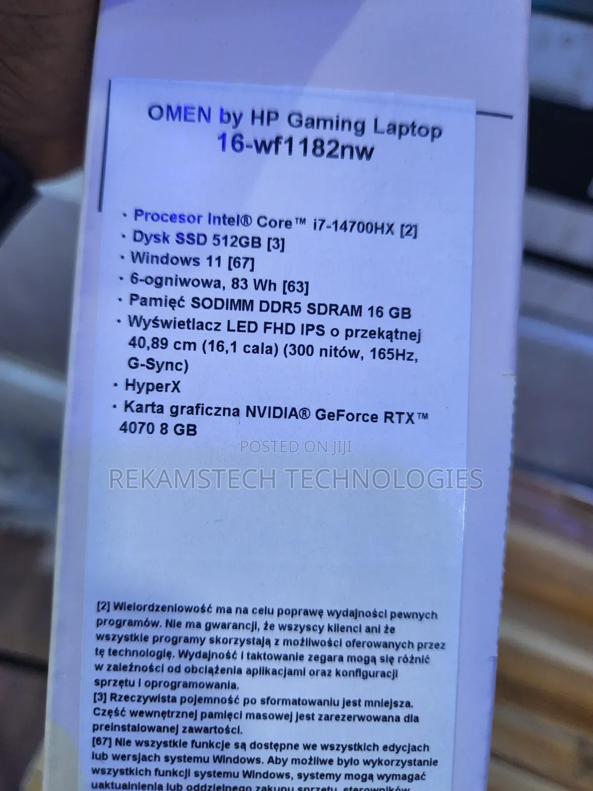New Laptop HP Omen 16 16GB Intel Core Ultra 7 SSD 512GB