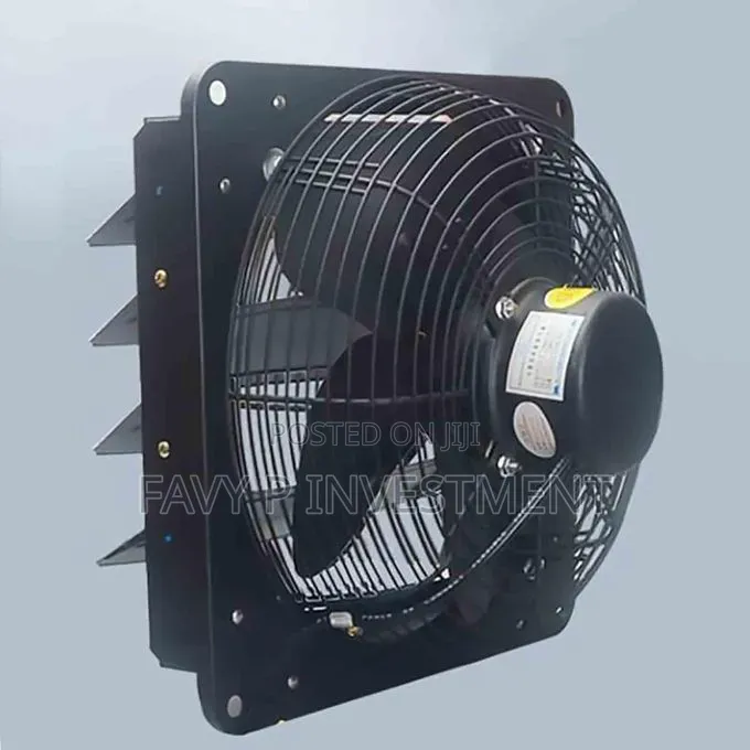 12" Black Metal Louvered Shutter Exhaust Fan