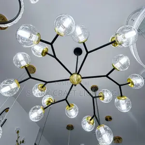 Modern Luxury Sputnik Glass Globe Chandelier – Black & Gold