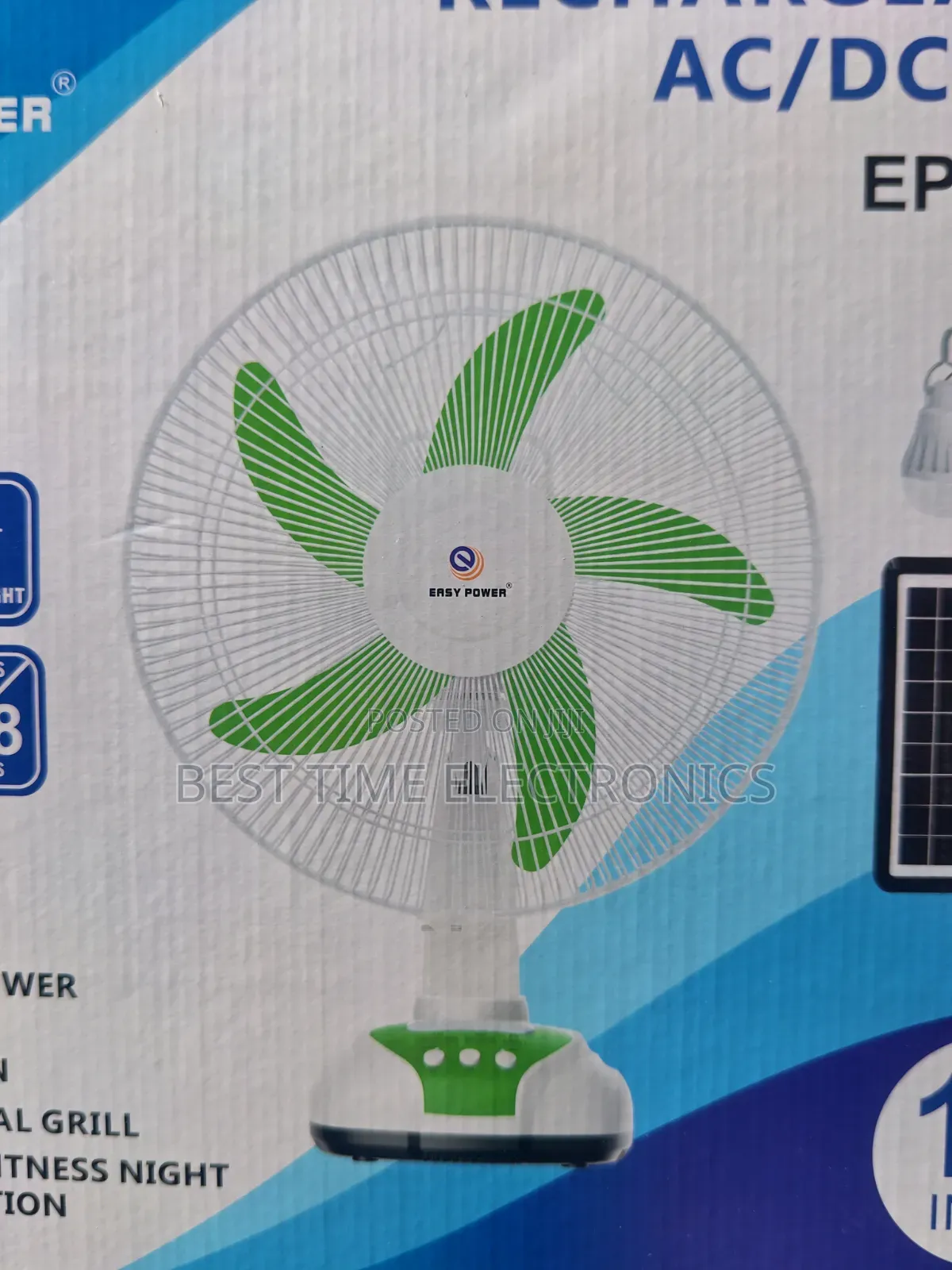 14" Easy Power SOLAR Rechargeable Table Fan