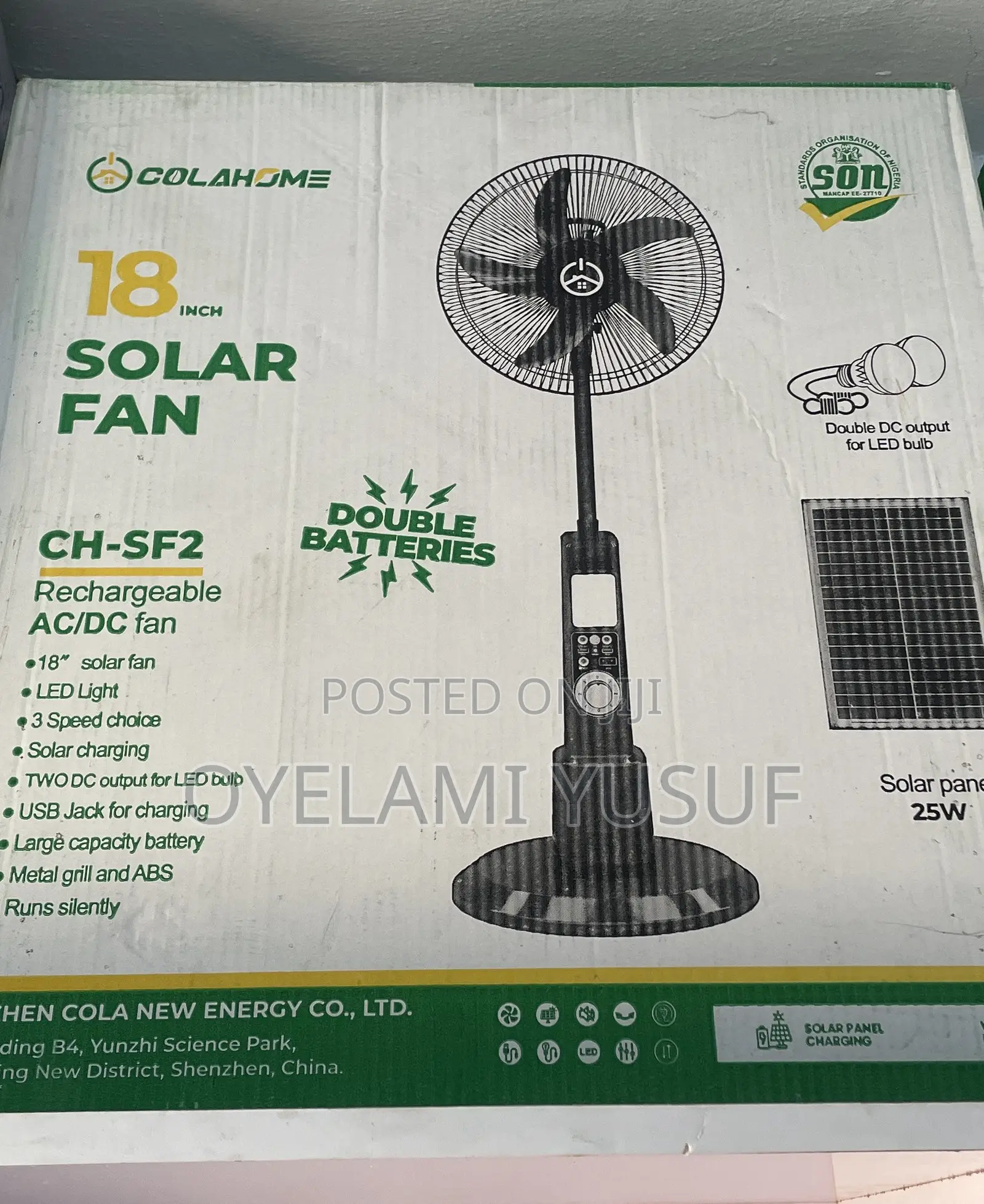 18inches Colahome Solar Fan