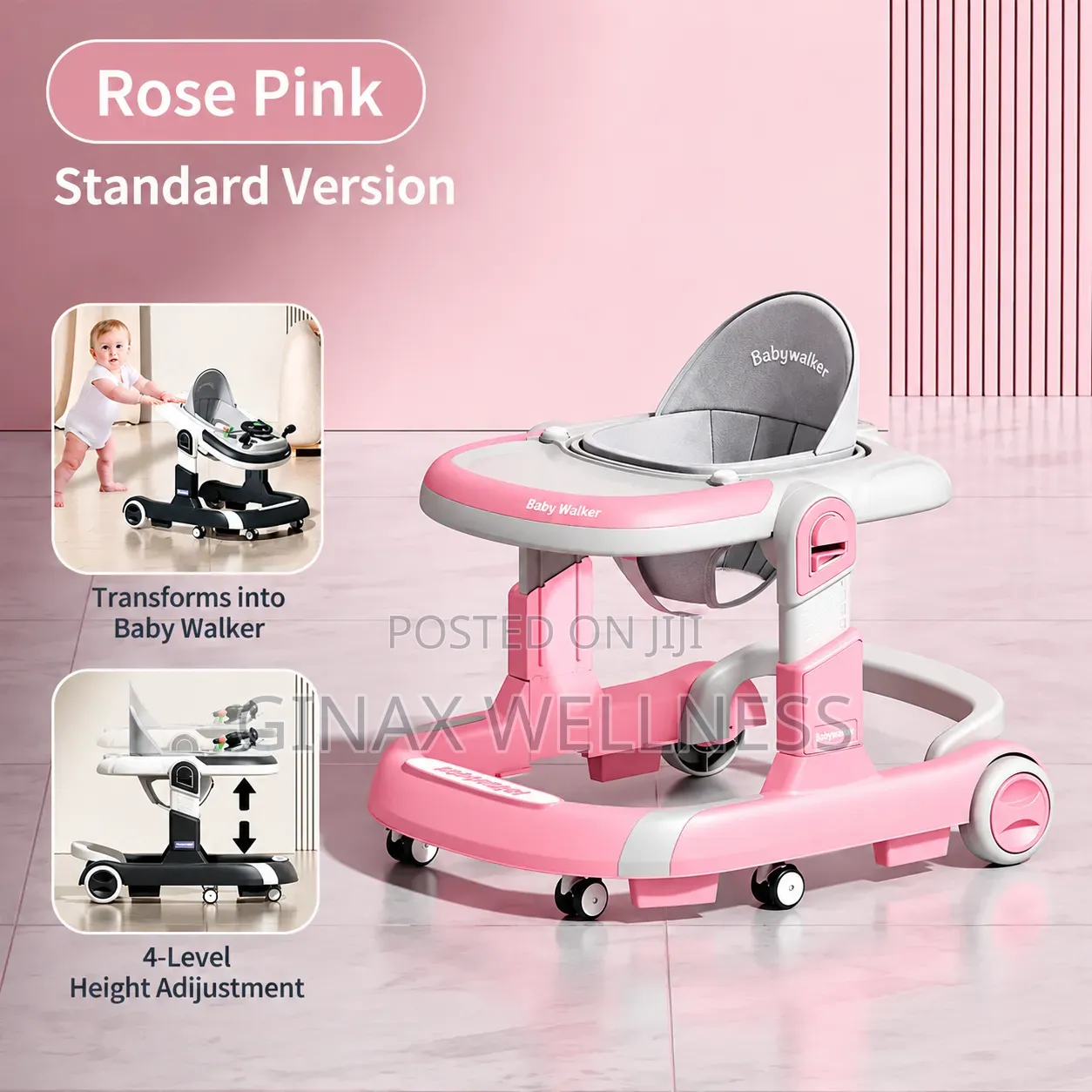 Happy Baby 2-in-1 Foldable Baby Walker With Height Adjustments