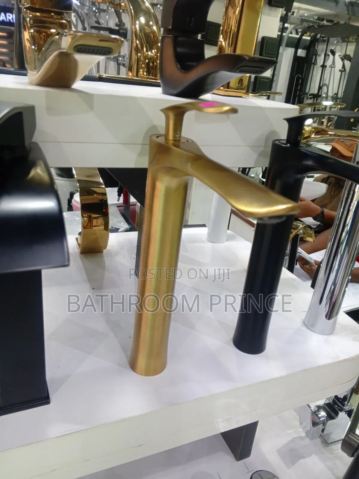 Long Rose Gold Countertop Basin Mixer Faucet