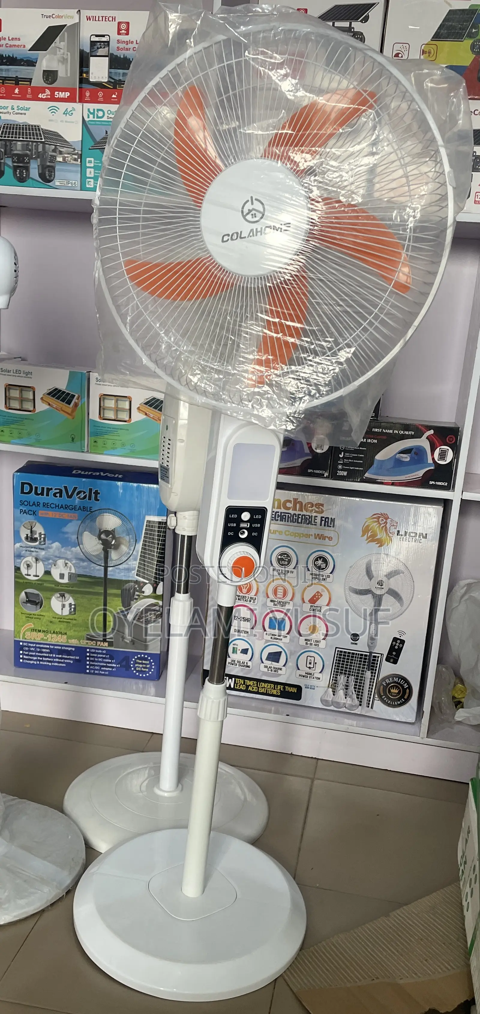 16inches Colahome Solar Rechargeable Fan